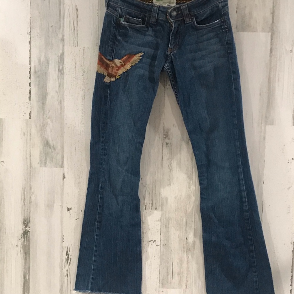 GRASS Los Angeles Vintage Eagle Embroidered Jeans